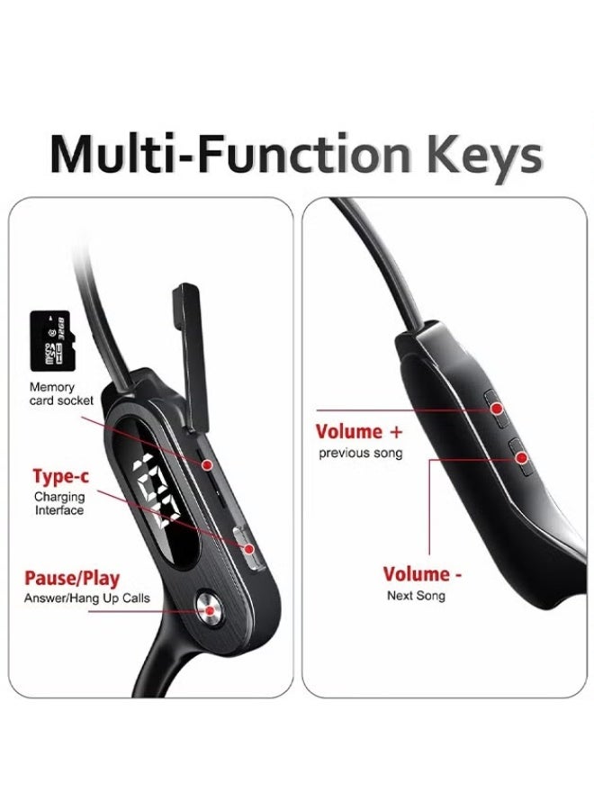 EETU Bone Conduction Headphones With LED Display,Bluetooth 5.3 Sports Wireless Earphones For iOS Android,Waterproof Open Ear Headset Built-in Mic HiFi Stereo For Running Cycling Driving,Black - Image 5